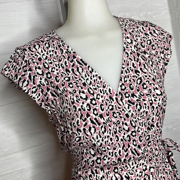 J.Crew mauve pink leopard midi wrap dress - Picture 2 of 13